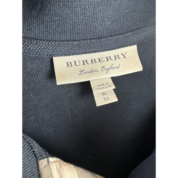 Burberry Cotton Pique Polo Shirt Black Nova Check Placket SS Embroidered Logo XL - Picture 8 of 12